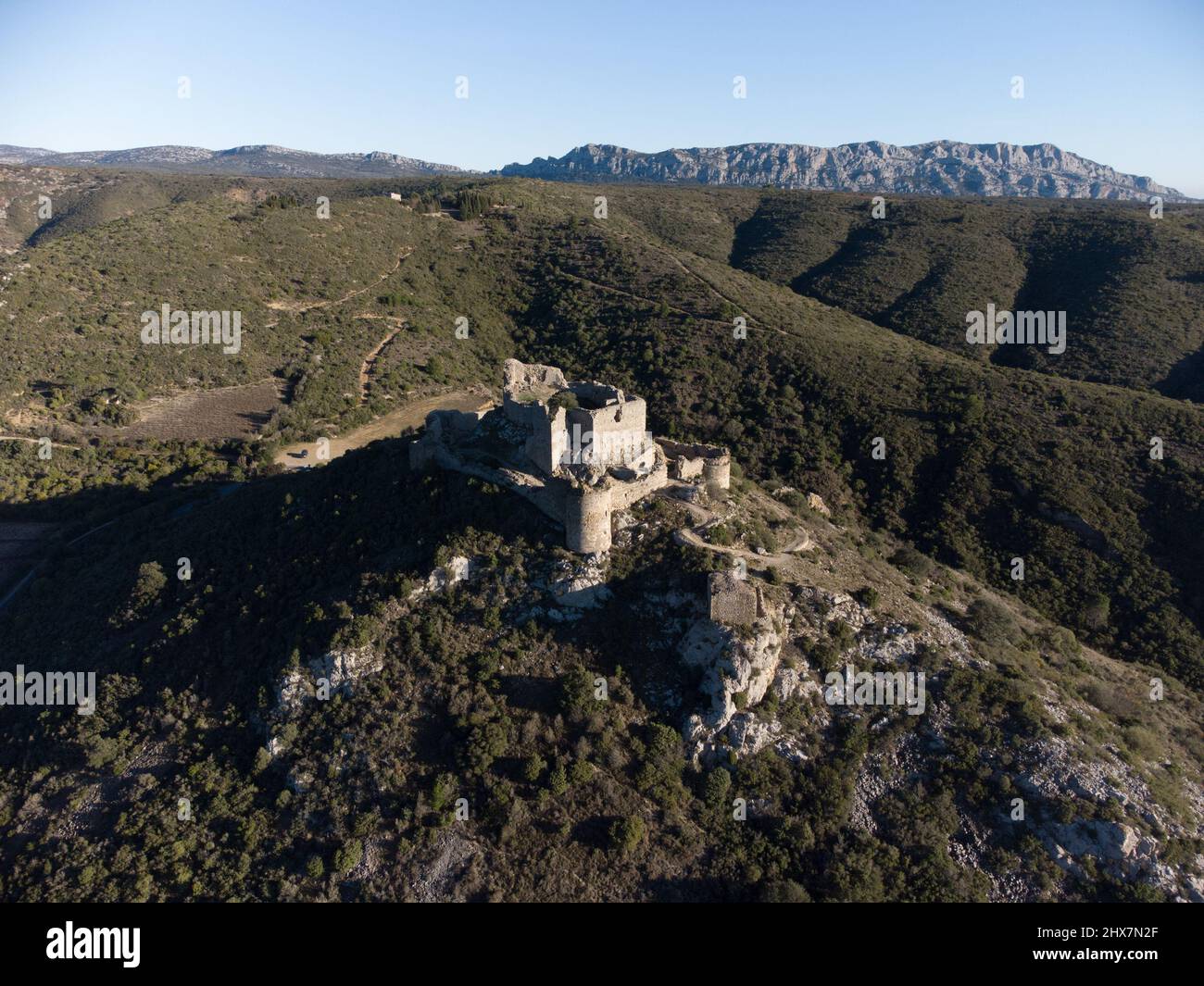 Le château d'Aguilar à Tuchan dans l'Aude (Frankreich) Stockfoto