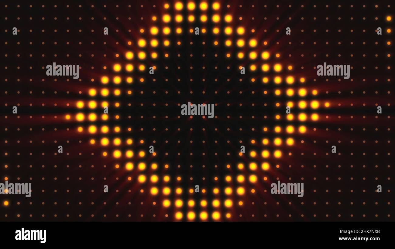 Konzertelemente. Panel mit der LED-Lampe. Abstrakter Hintergrund mit Animation von Zoom-Kreisen in LED-Bildschirm. Bunte Tanzfläche mit mehreren leuchtenden Stockfoto