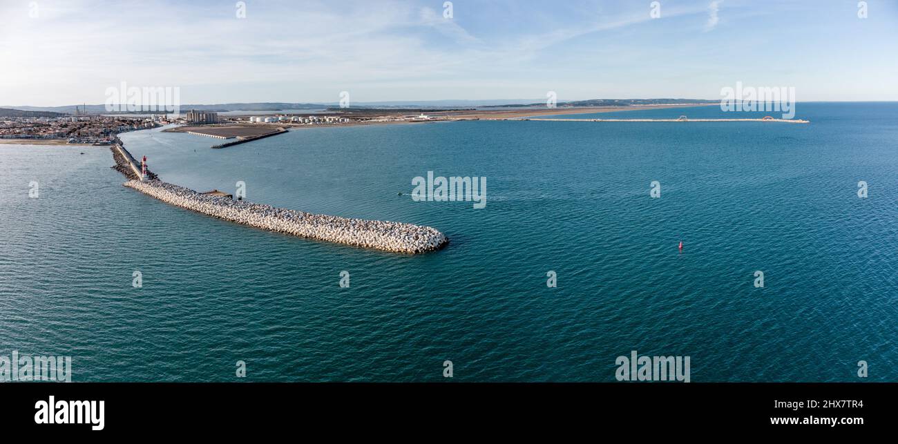 Panorama aérien de Port La Nouvelle Stockfoto