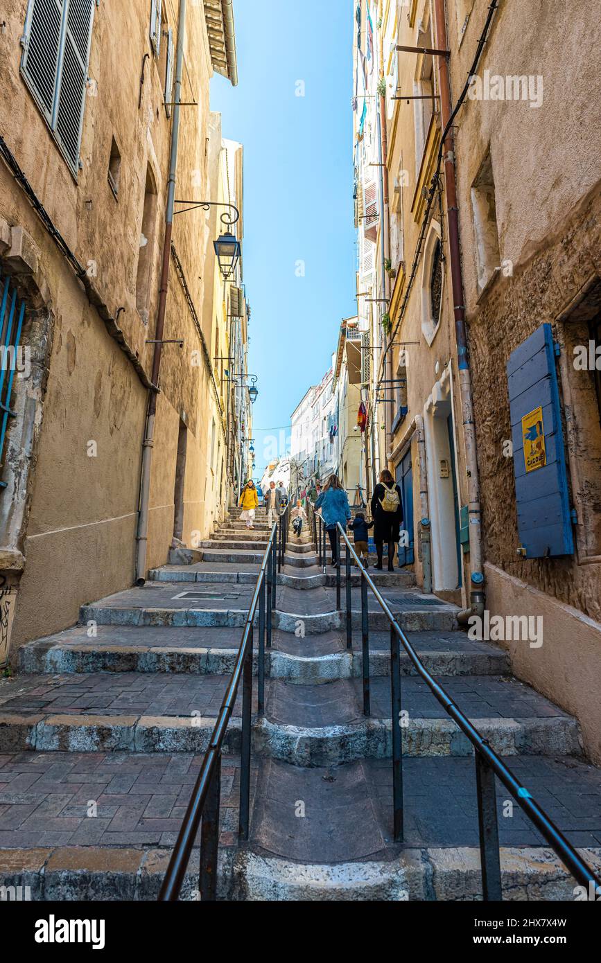 Montée des Accoules le Panier, Marseille Frankreich Paca Stockfoto