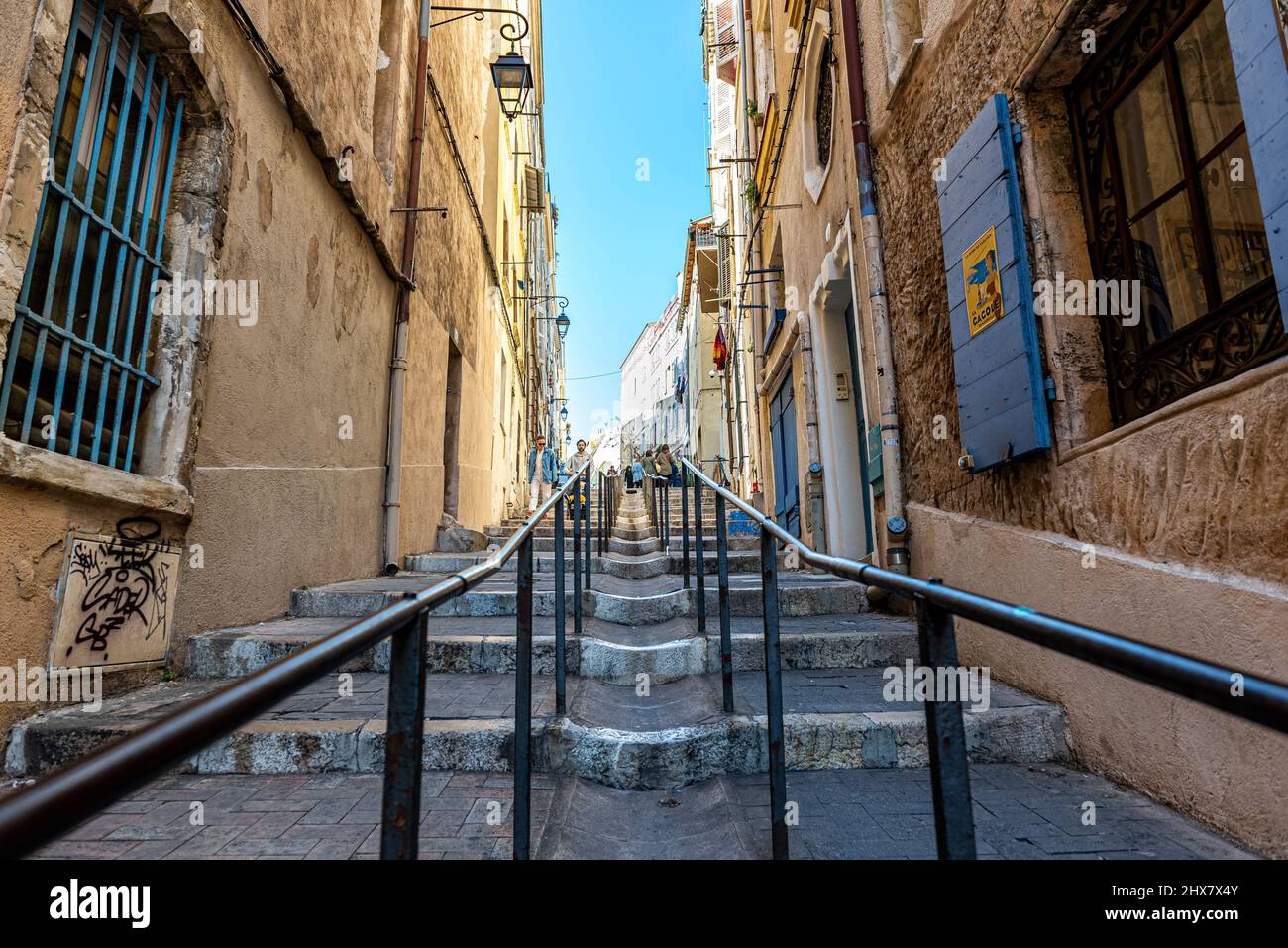 Montée des Accoules le Panier, Marseille Frankreich Paca Stockfoto