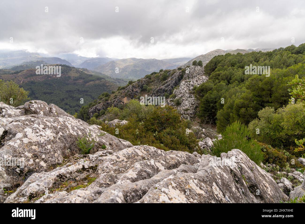 Blick auf die Sierra de las Nieves in Südspanien Stockfoto