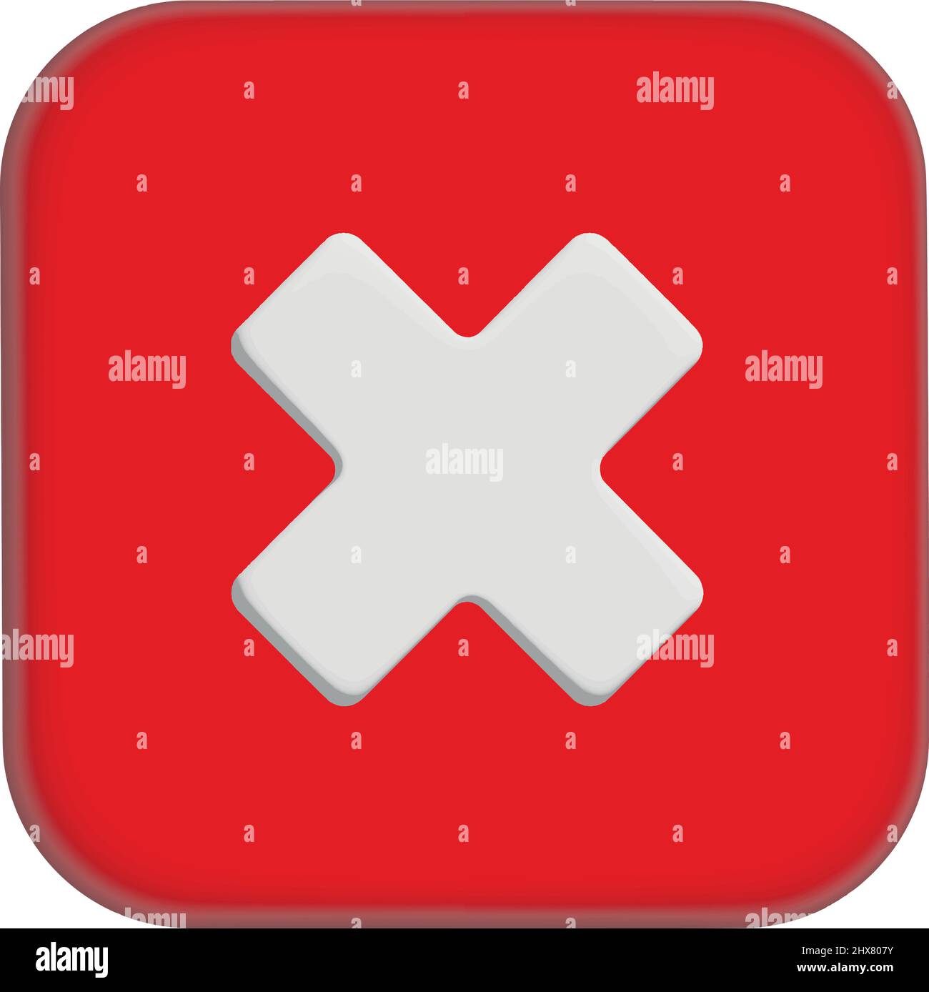 Symbolelement für rote Kreuzmarkensymbole. Symbol-Nr. oder X-Form-Taste für korrektes Zeichen im Quadrat nicht genehmigt. Vektorgrafik Stock Vektor