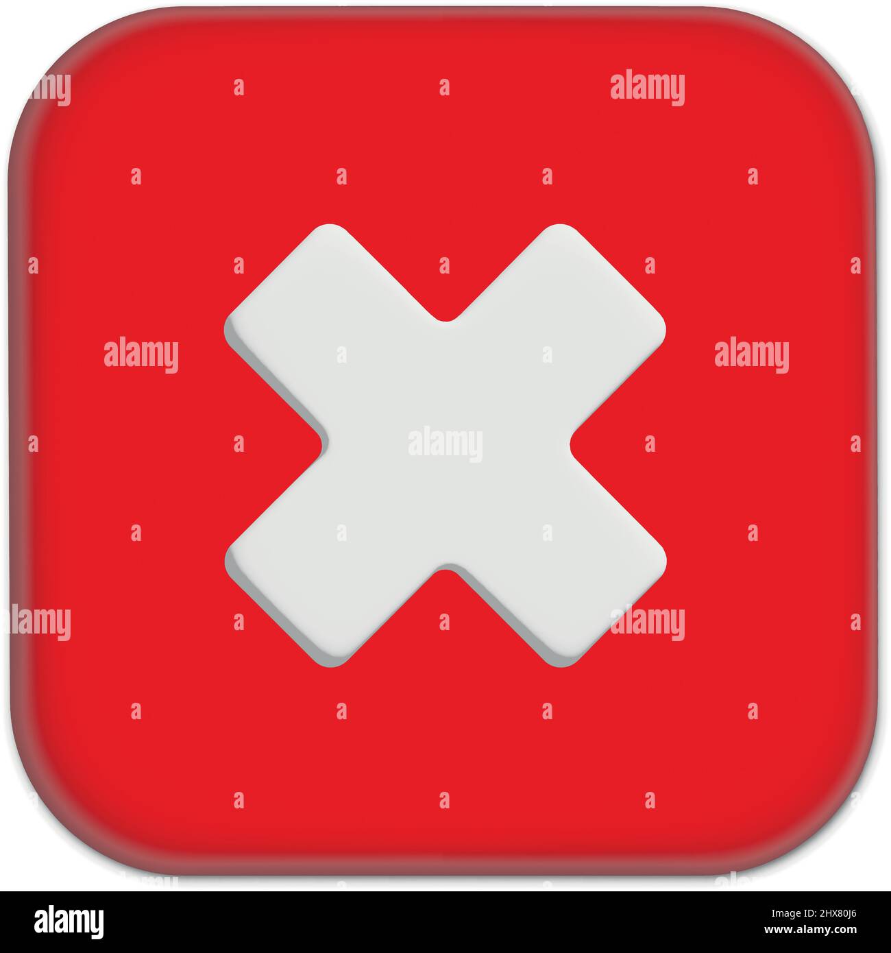 Symbolelement für rote Kreuzmarkensymbole. Symbol-Nr. oder X-Form-Taste für korrektes Zeichen im Quadrat nicht genehmigt. Vektorgrafik Stock Vektor