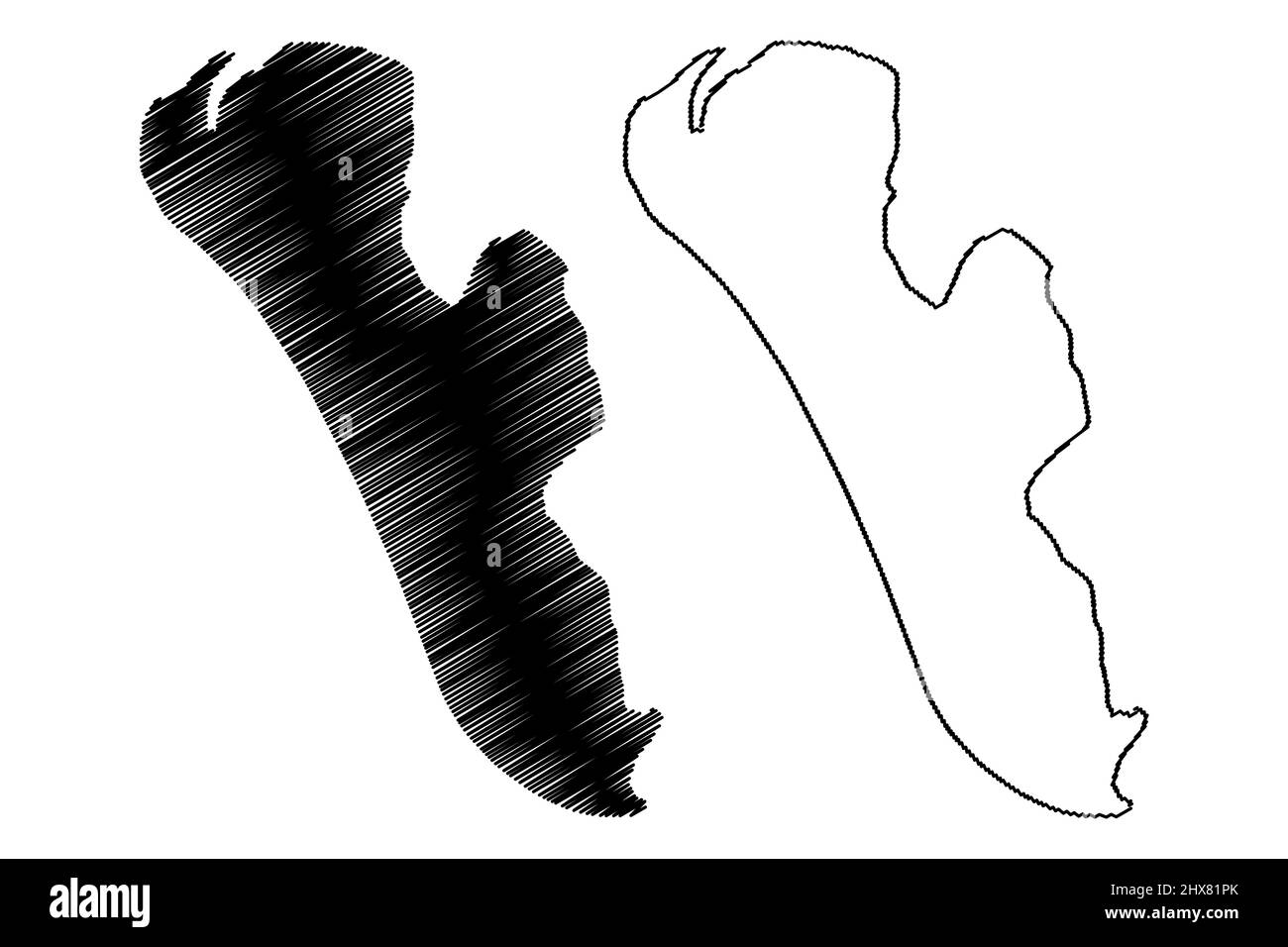 Fano Insel (Königreich Dänemark) Karte Vektor Illustration, Skizze Fano Karte Stock Vektor