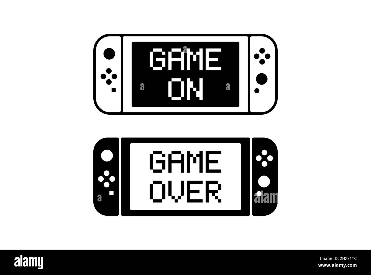 Symbol für die Design-Vorlage für den Game Controller. Nintendo Switch Gamepad. Spiel. Das Spiel Ist Vorbei Stock Vektor