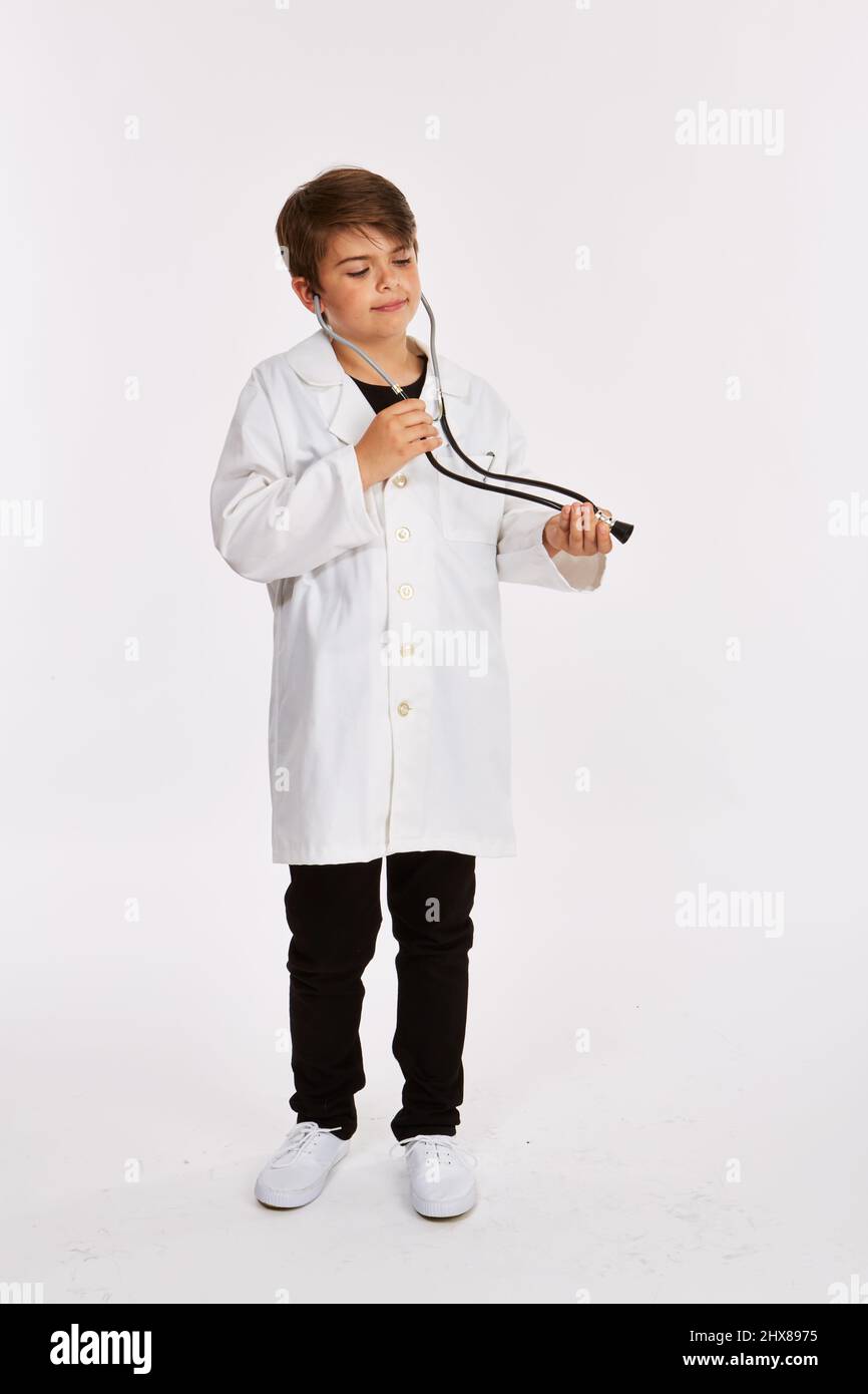 Ärztin Kostüm. 11 Jahre alt. Stockfoto