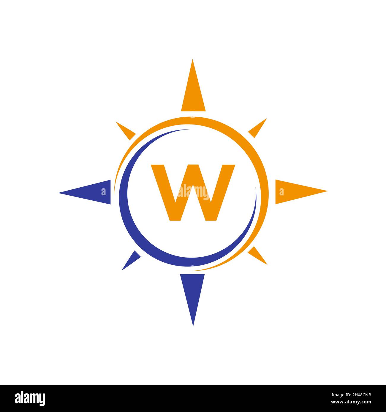 Compass Logo Design auf Letter W Konzept. Buchstabe W Kompass Abenteuer Logo Zeichen Vektor-Vorlage Stock Vektor