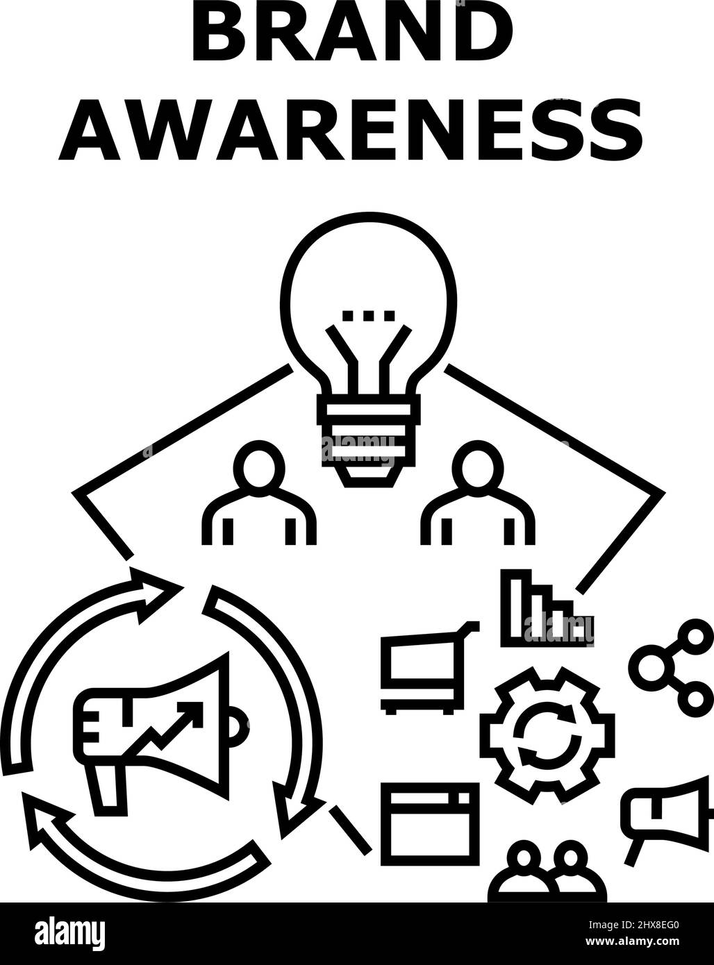 Markenbewusstsein Vektor Konzept Schwarz Illustration Stock Vektor