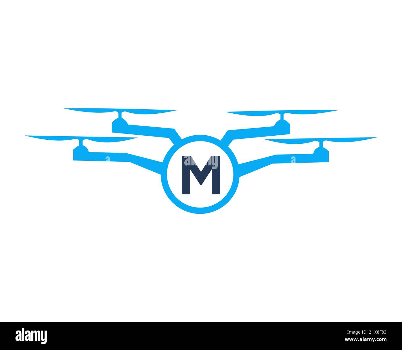 Drone Logo Design auf Letter M Konzept. Fotografie Drohne Vektor-Vorlage Stock Vektor