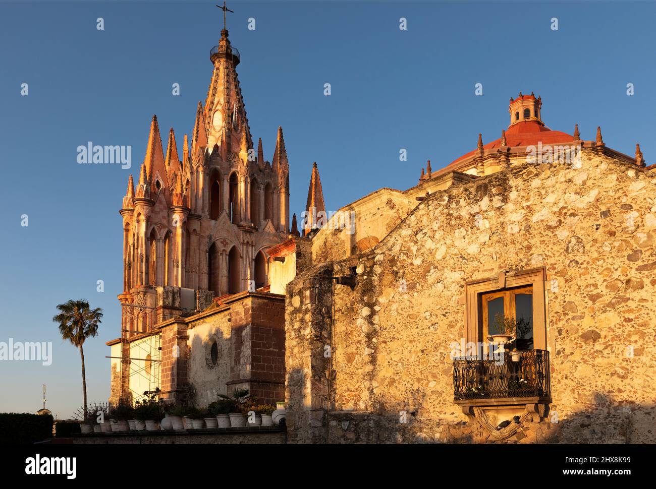 Mexiko, Guanajuato State, San Miguel de Allende, Parroquia de San Miguel Arcángel, Kirche aus dem 17. Jahrhundert mit zusätzlichen architektonischen Arbeiten von Zeferino gut Stockfoto