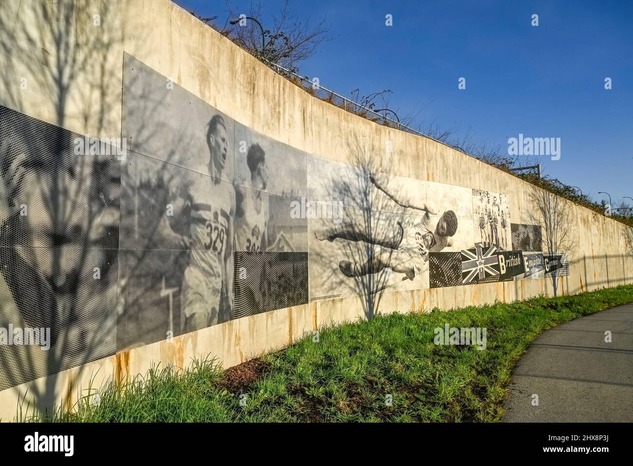1954 Wandtafeln der British Empire Games, Empire Fields, Hastings Park, Vancouver, British Columbia, Kanada Stockfoto
