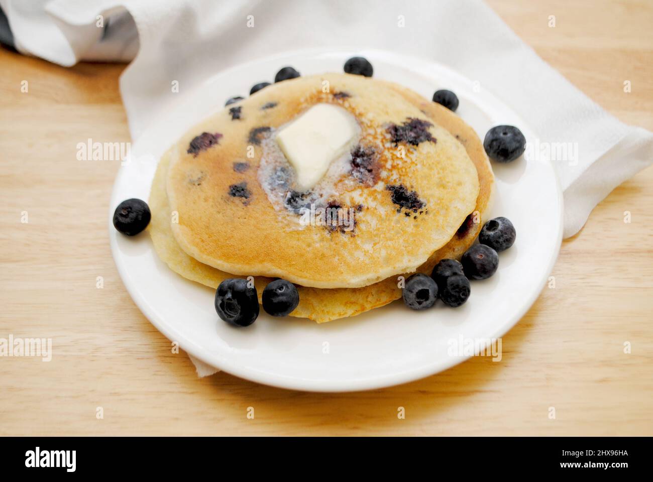 Essen Blueberry Pfannkuchen mit Butter Stockfoto