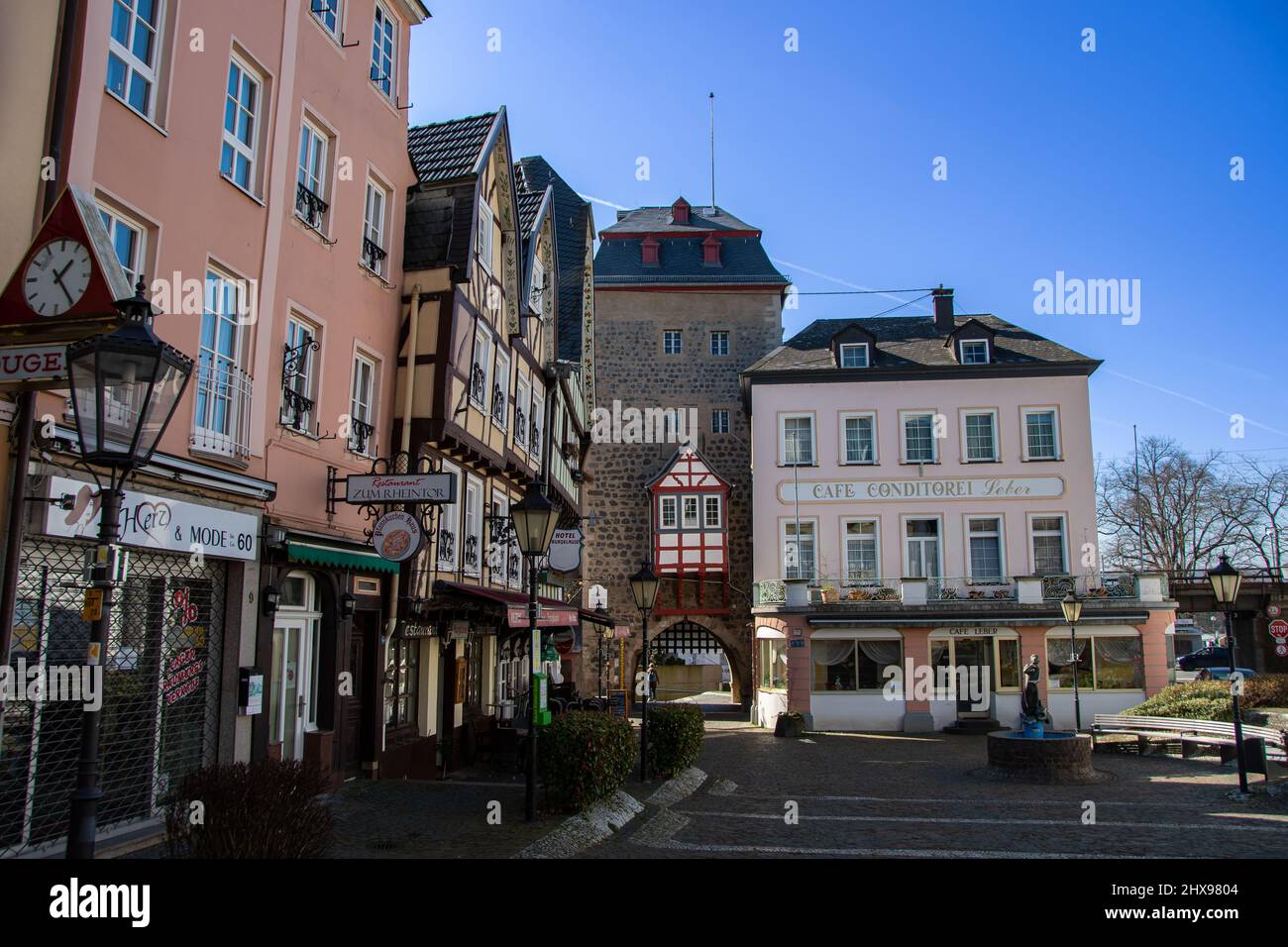 Linz am Rhein, Deutschland 8. März 2022, Historische Gebäude in der Altstadt von Linz am Rhein Stockfoto