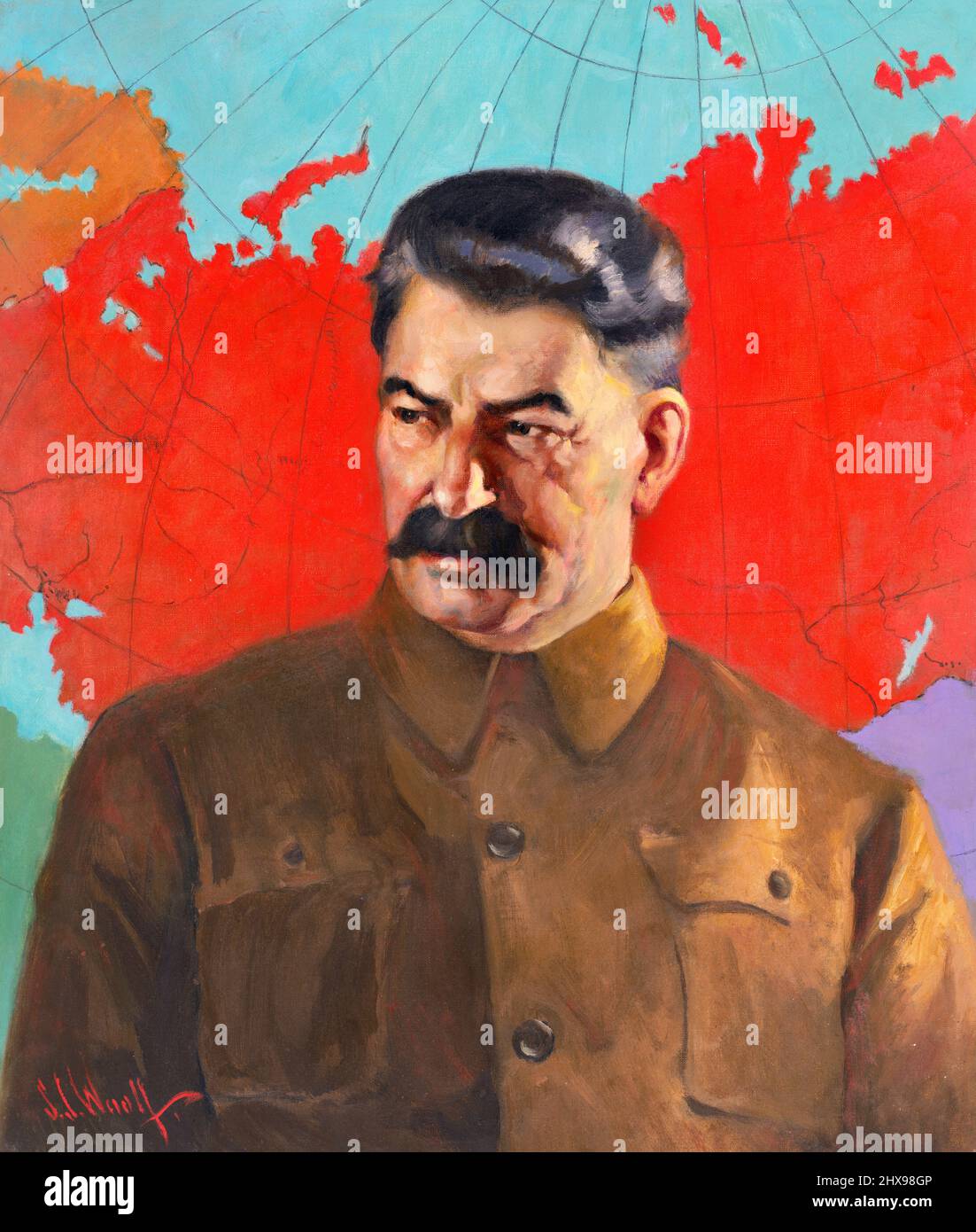 Joseph Stalin, Ministerpräsident und Generalsekretär des Zentralkomitees der Kommunistischen Partei der Sowjetunion. Porträt von Samuel Johnson Woolf, Öl auf Leinwand, 1937 Stockfoto