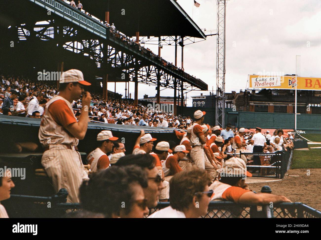 Baseballspiel Cincinnati Reds im Crosley Field Ca. 1959 Stockfoto