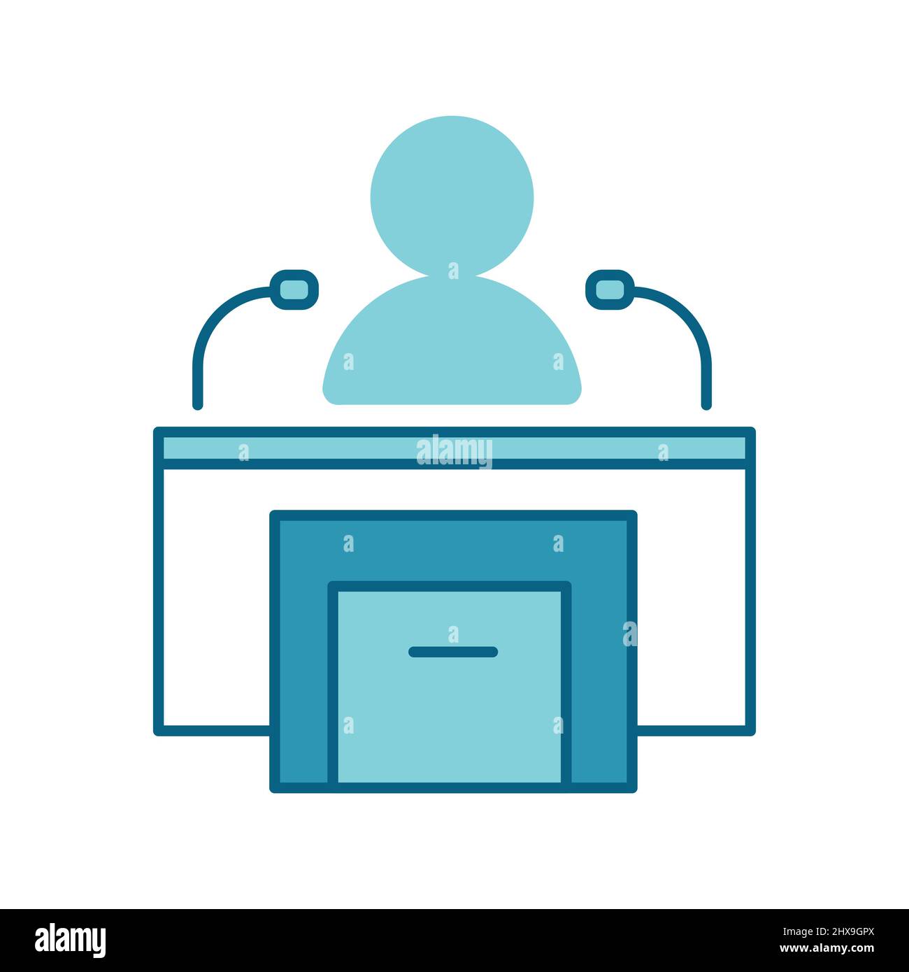 Vektor-Illustration des Sprachsymbols in flacher Form auf weißem Hintergrund. Stock Vektor