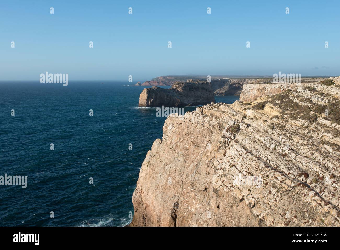 Schöne Aussicht vom Ende europas. Kap von St. Vincent, Portugal. Europa Stockfoto