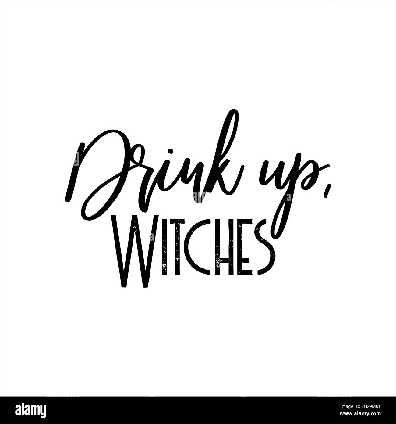 Trinkt, Hexen mit schwarzer Tinte auf weißem Hintergrund. Stock Vektor