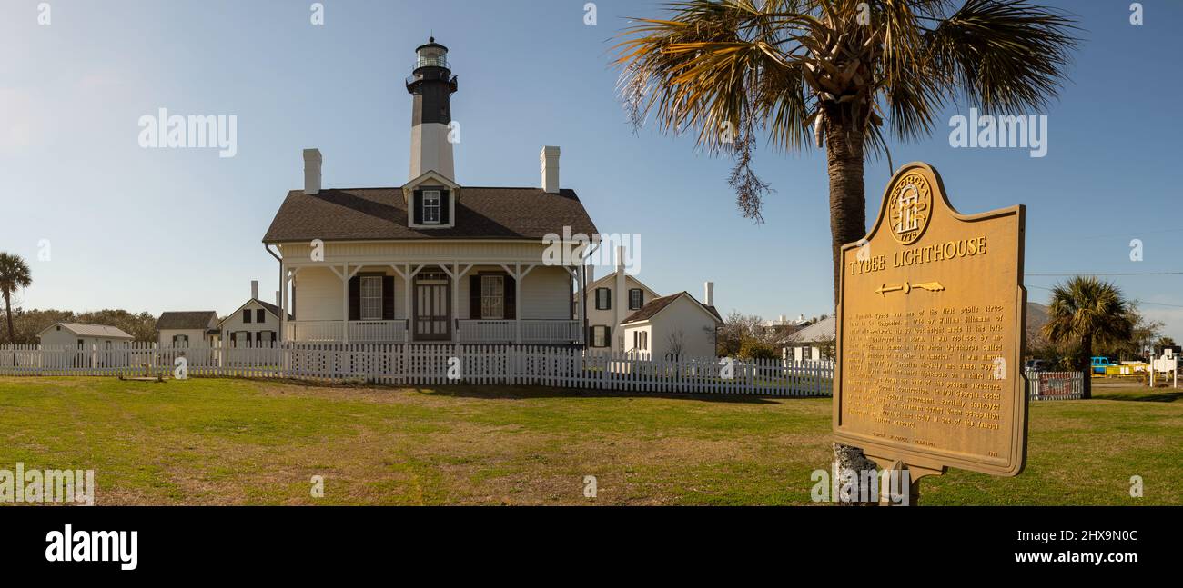 Tybee Island Lighthouse und Keeper House auf Tybee Island, Georgia. Stockfoto