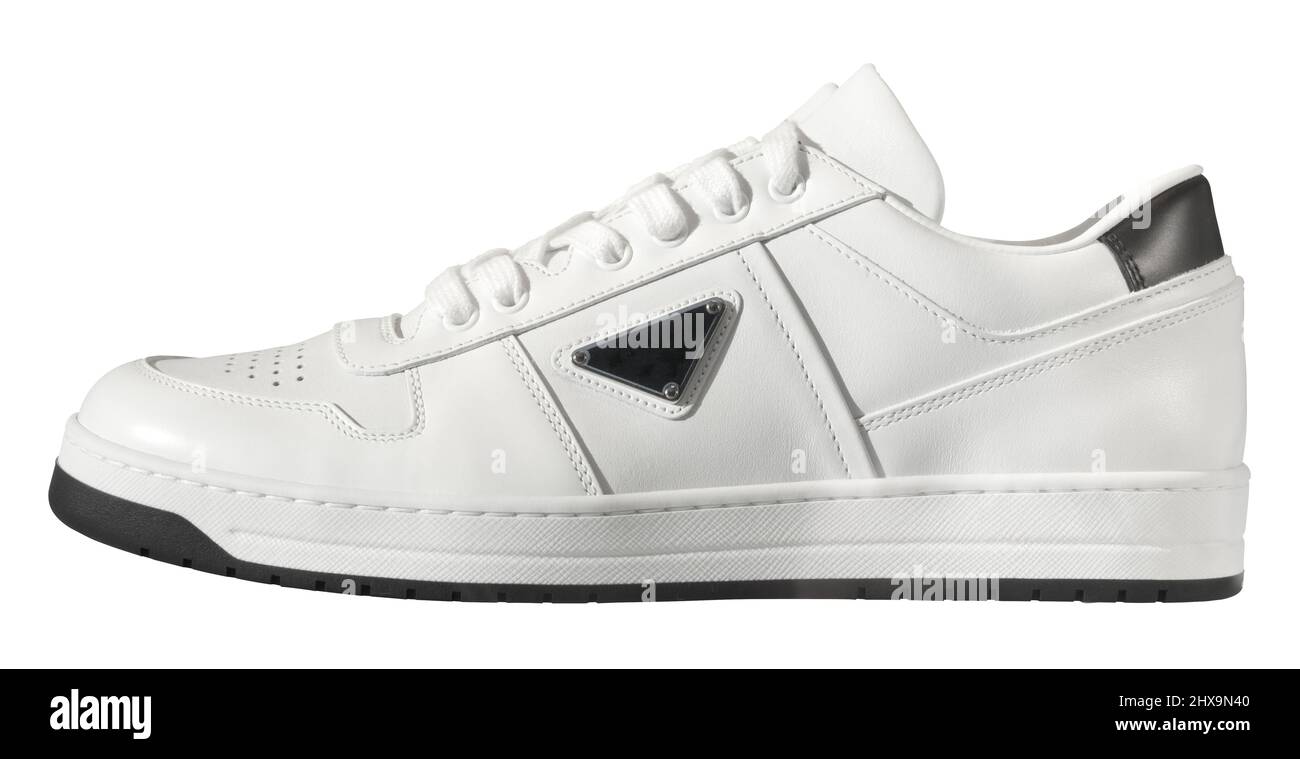 Isolierter weißer Sneaker auf Weißem Hintergrund Stockfoto