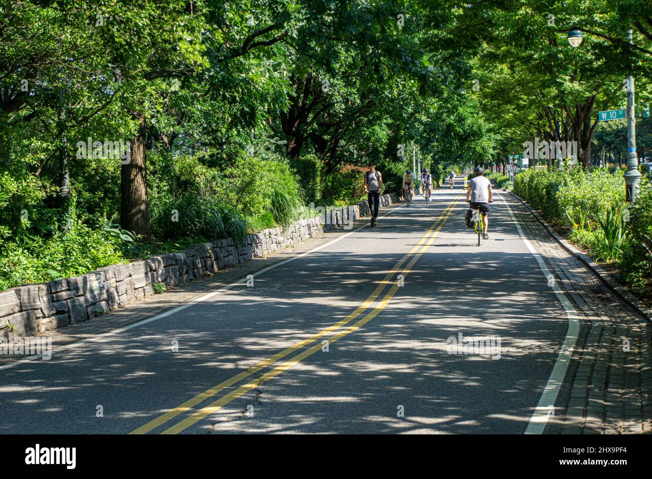 West Side Fahrrad- und Joggingstrecken, New York City, New York, USA Stockfoto