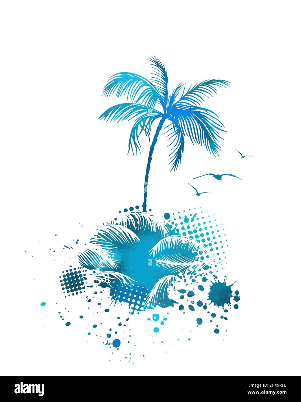 Mehrfarbige blaue Palmen. Vektorgrafik Stock Vektor