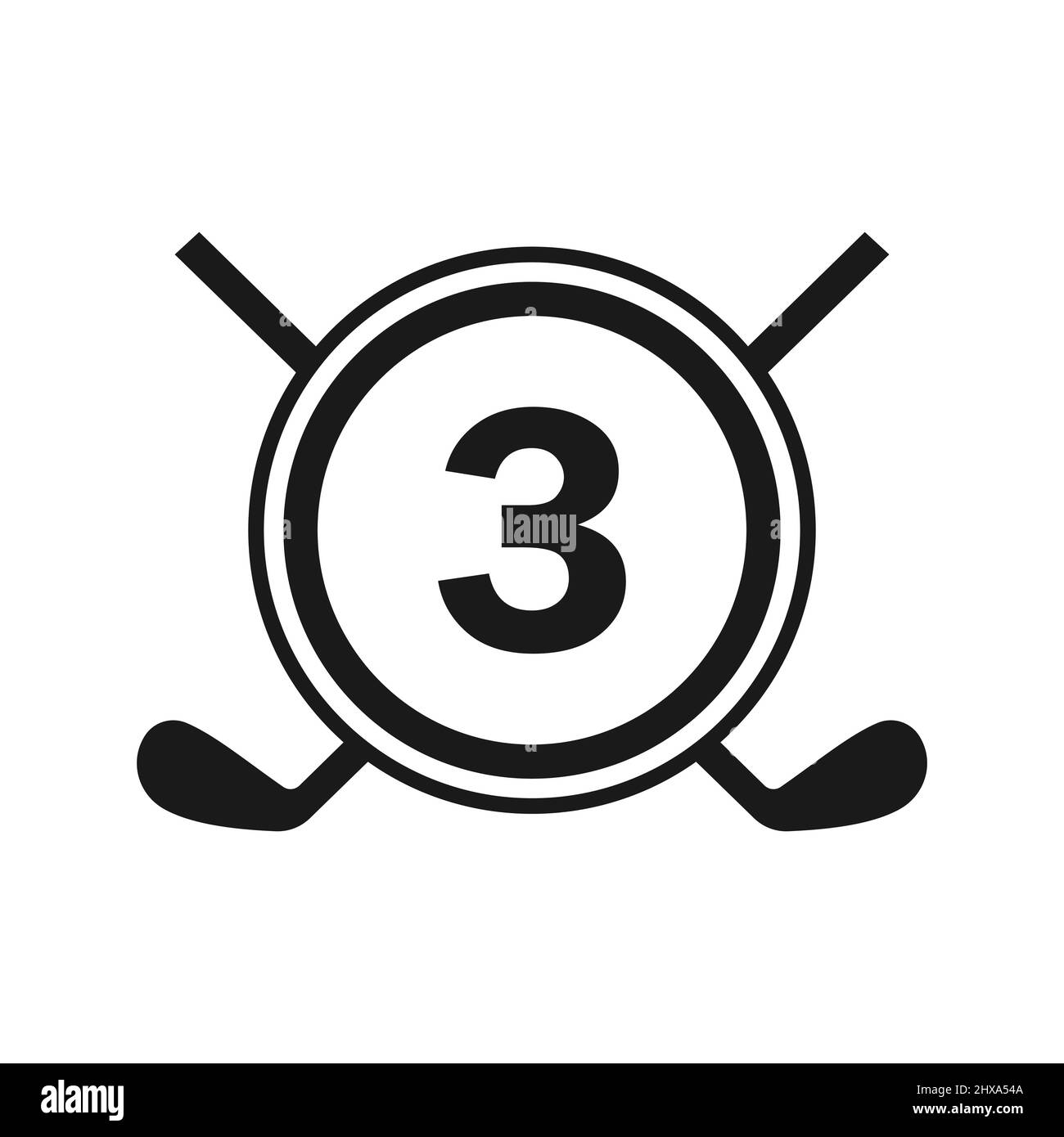 Hockey-Logo Auf Vektorvorlage „Letter 3“. Logo Des American Ice Hockey Tournament Sport Team Badge Stock Vektor