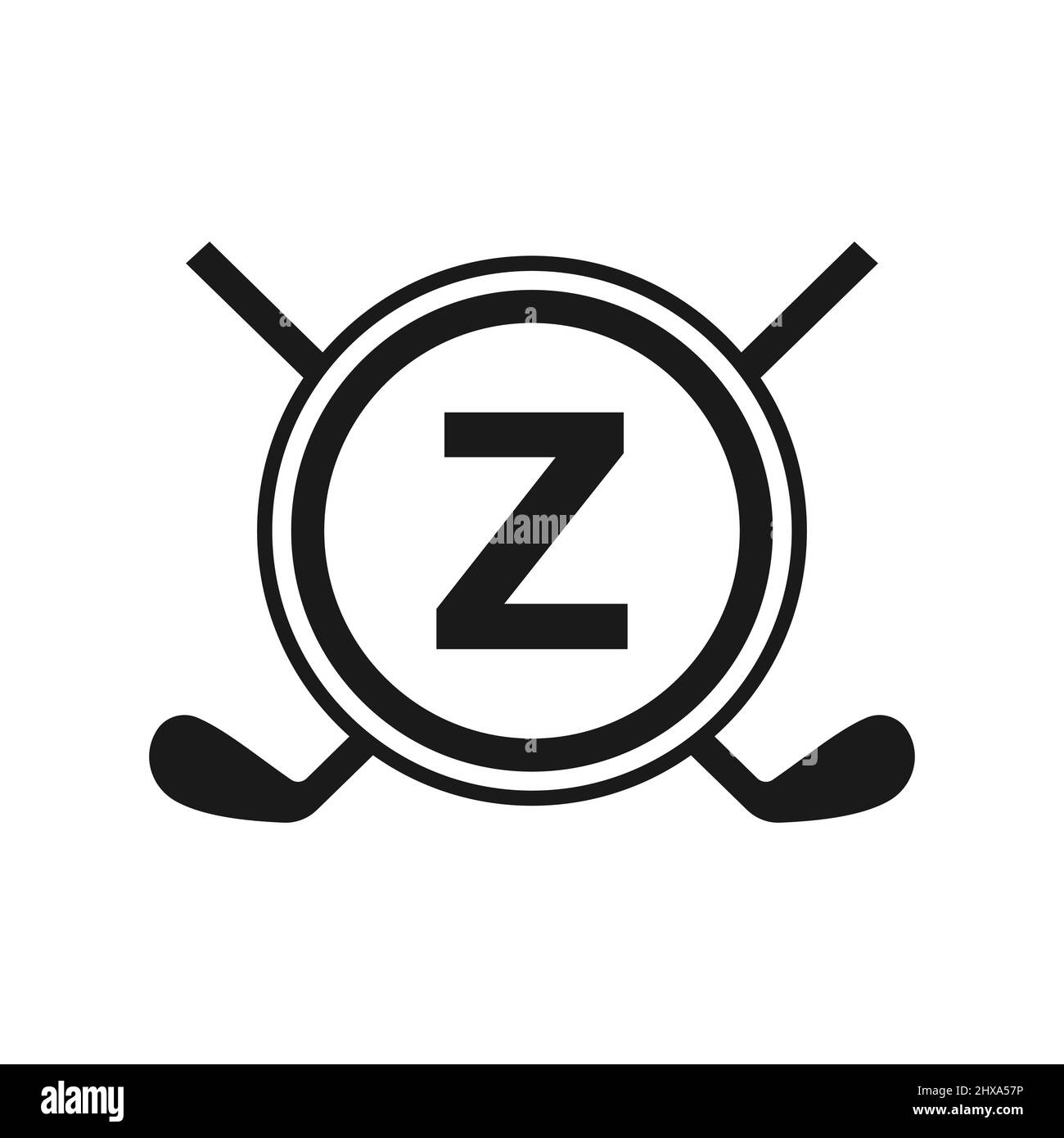 Hockey-Logo auf Vektor-Vorlage mit Buchstabe Z. Logo Des American Ice Hockey Tournament Sport Team Badge Stock Vektor