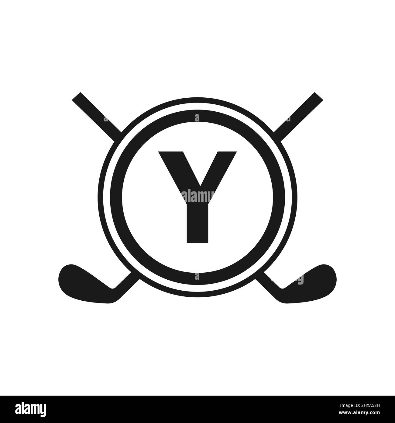 Hockey-Logo auf Vektor-Vorlage mit Buchstabe Y. Logo Des American Ice Hockey Tournament Sport Team Badge Stock Vektor