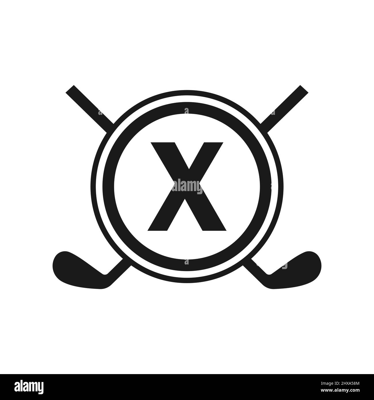 Hockey-Logo auf Vektor-Vorlage mit Buchstabe X. Logo Des American Ice Hockey Tournament Sport Team Badge Stock Vektor