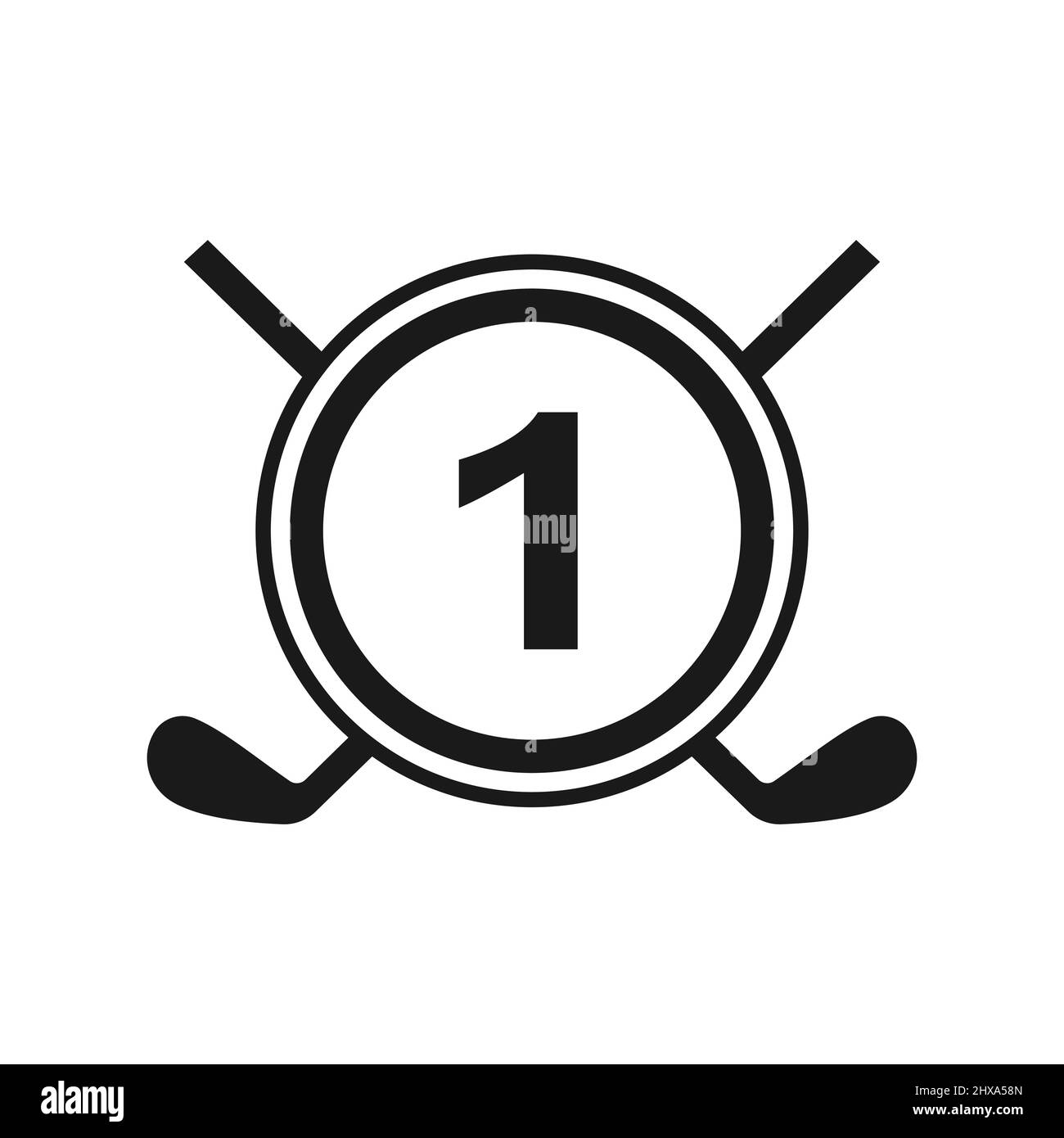 Hockey-Logo Auf Vektorvorlage „Letter 1“. Logo Des American Ice Hockey Tournament Sport Team Badge Stock Vektor