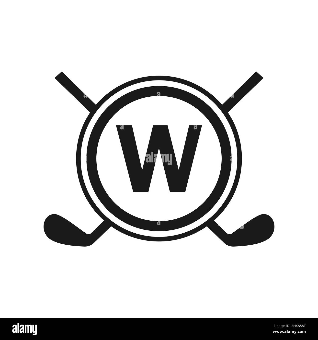 Hockey-Logo auf Vektor-Vorlage mit Buchstabe W. Logo Des American Ice Hockey Tournament Sport Team Badge Stock Vektor