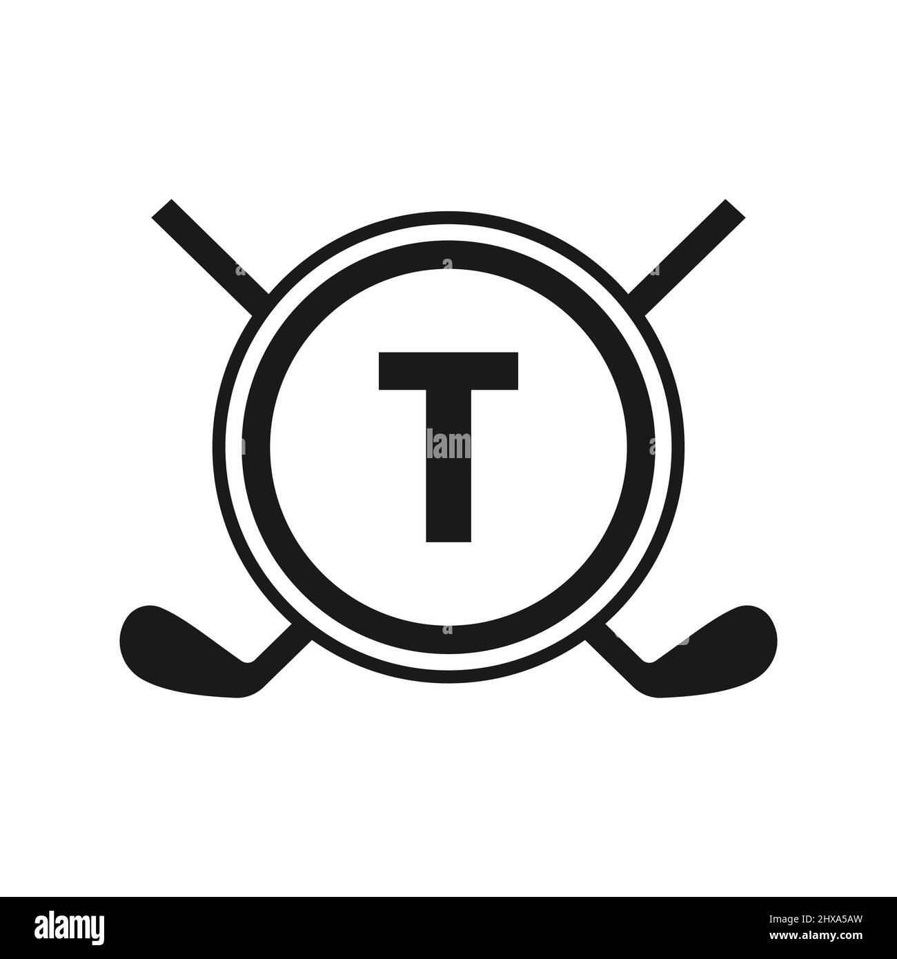 Hockey-Logo auf Vektor-Vorlage mit Buchstabe T. Logo Des American Ice Hockey Tournament Sport Team Badge Stock Vektor