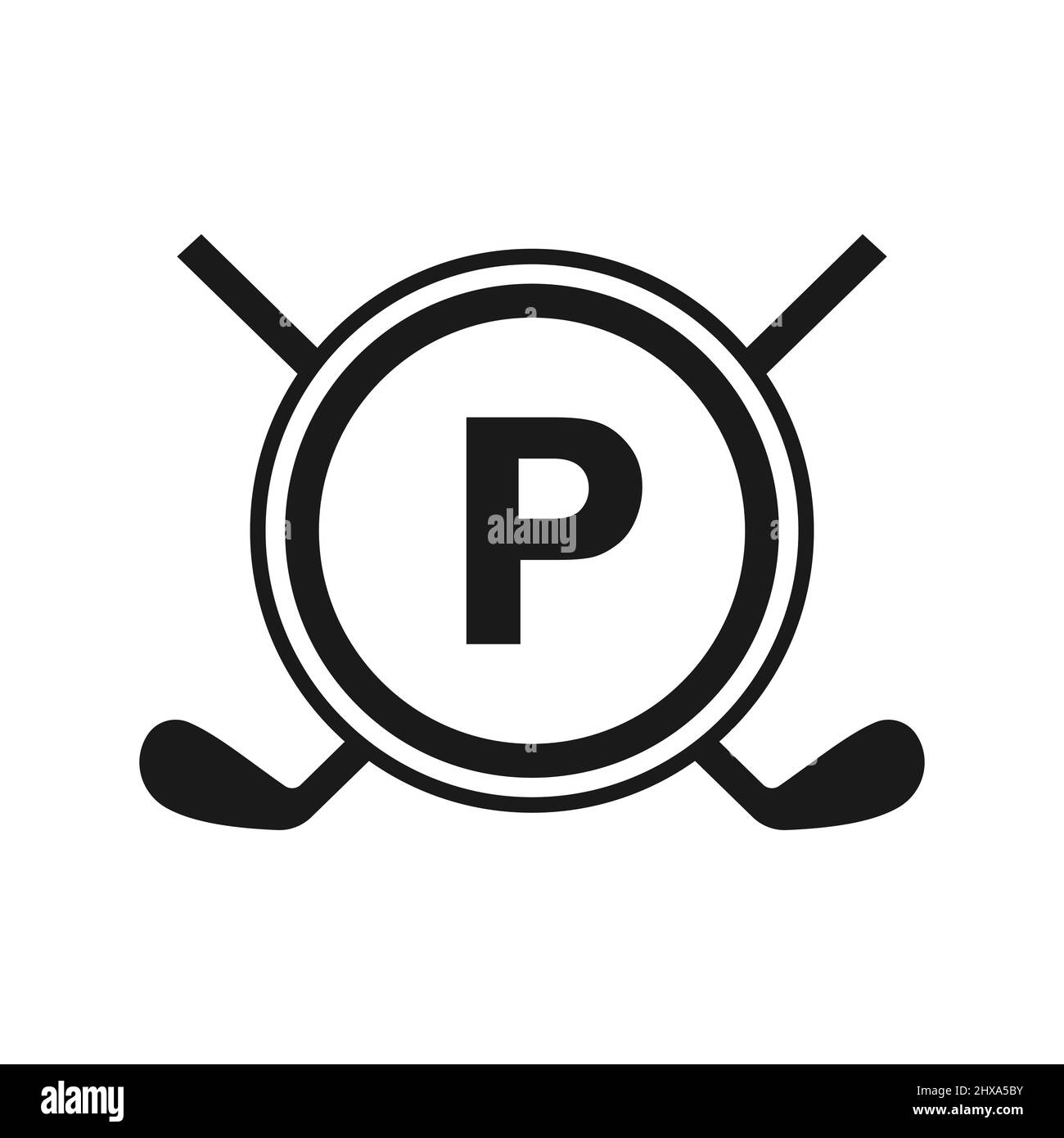 Hockey-Logo auf Vektor-Vorlage mit Buchstabe P. Logo Des American Ice Hockey Tournament Sport Team Badge Stock Vektor