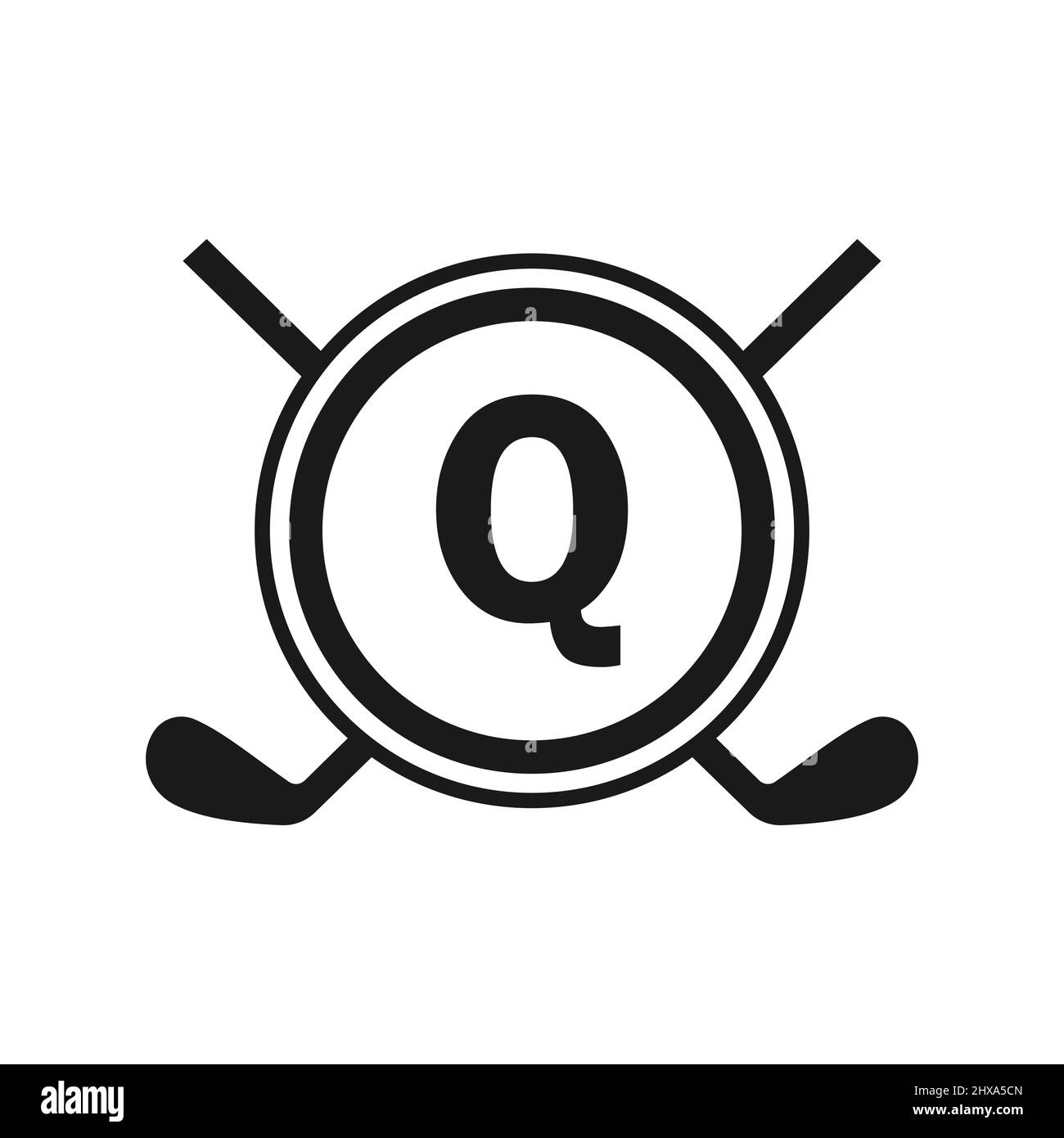 Hockey-Logo auf Vektorvorlage „Buchstabe Q“. Logo Des American Ice Hockey Tournament Sport Team Badge Stock Vektor
