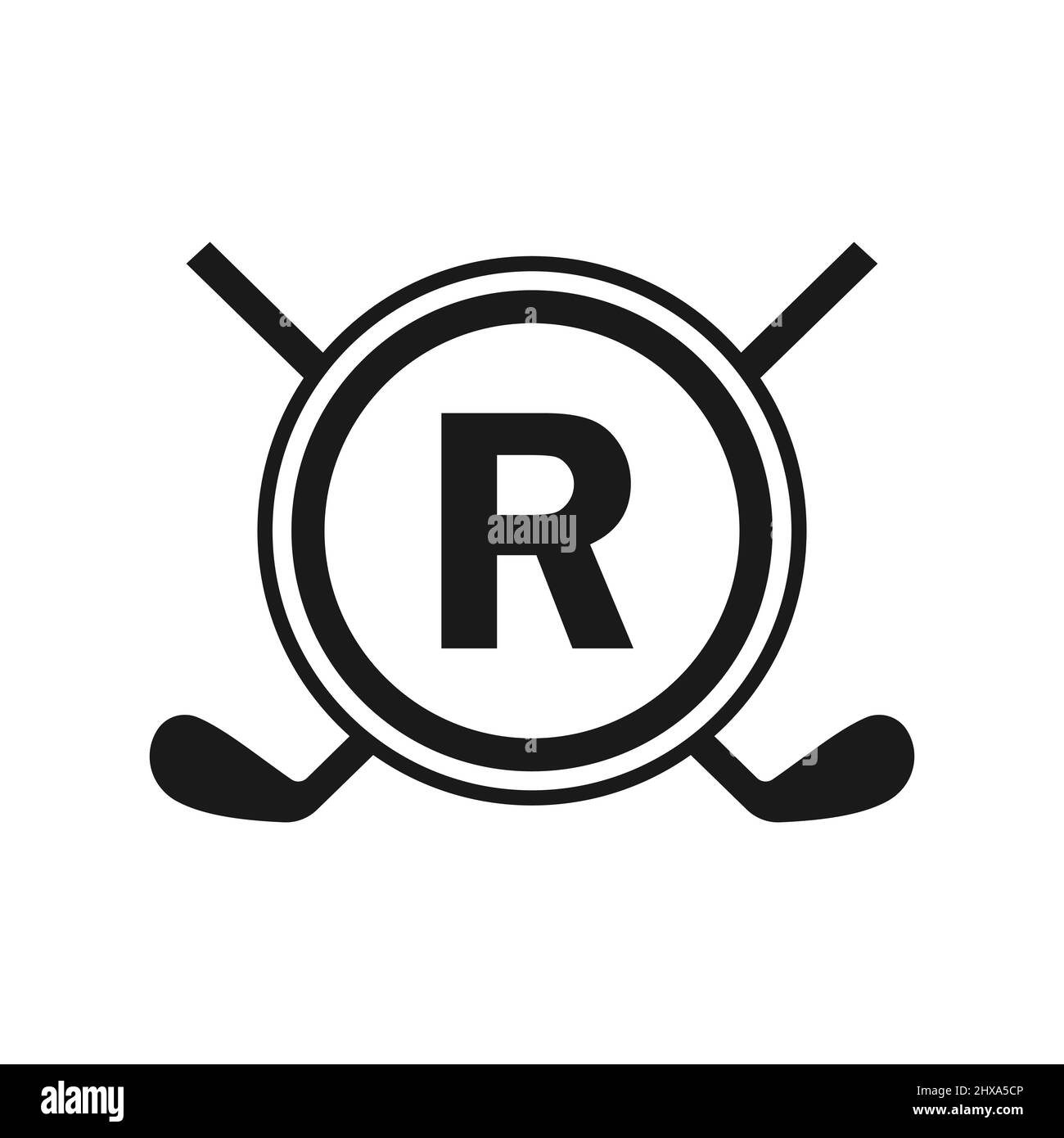 Hockey-Logo auf Vektor-Vorlage mit Buchstabe R. Logo Des American Ice Hockey Tournament Sport Team Badge Stock Vektor