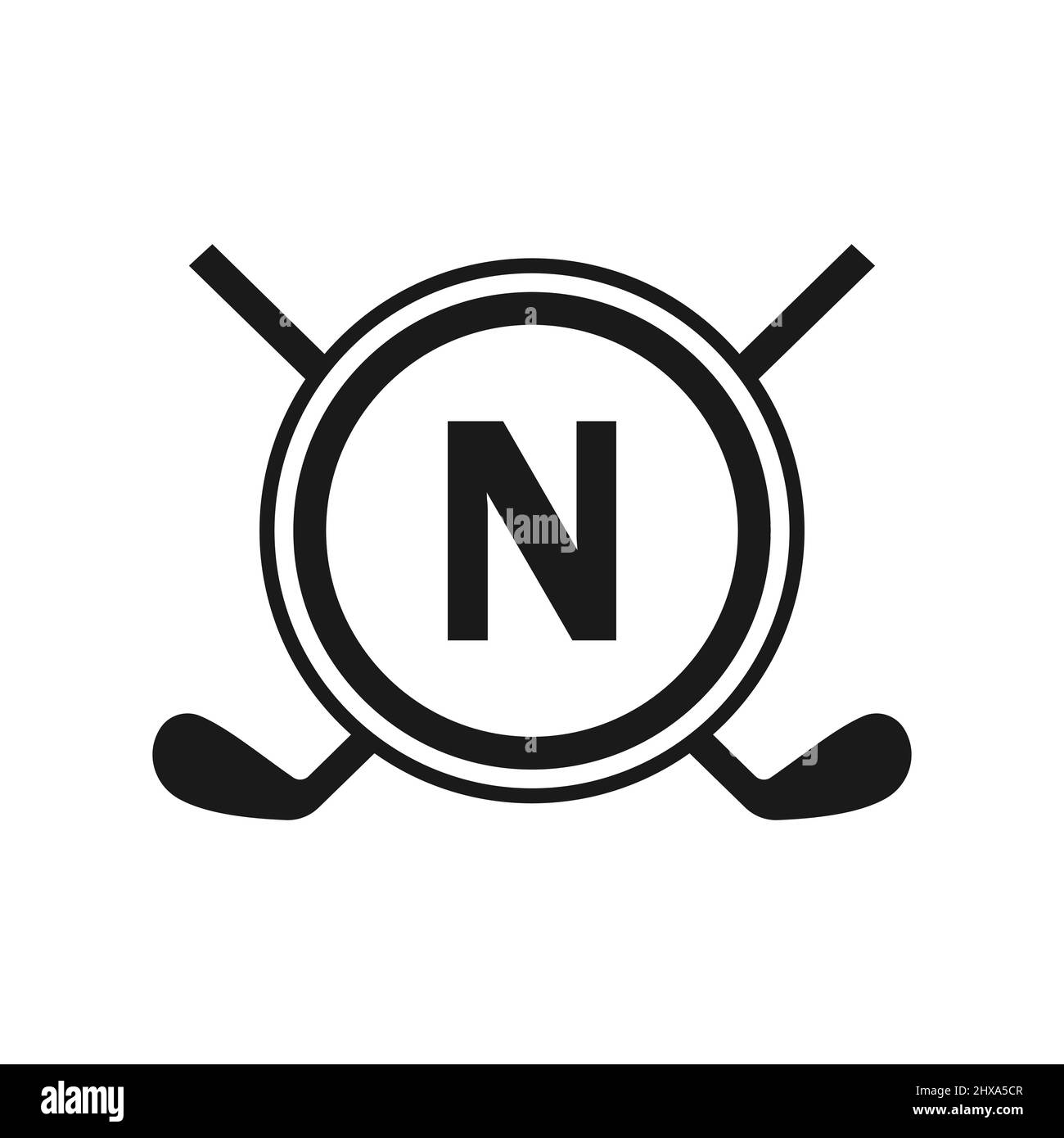 Hockey-Logo auf Vektor-Vorlage mit Buchstabe N. Logo Des American Ice Hockey Tournament Sport Team Badge Stock Vektor