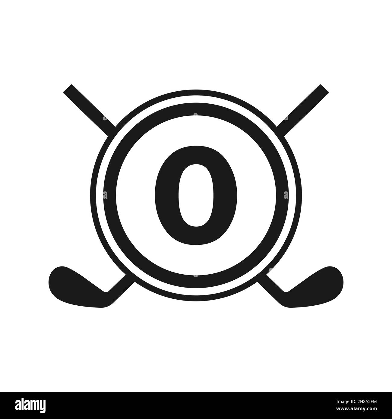 Hockey-Logo auf Vektor-Vorlage mit Buchstabe O. Logo Des American Ice Hockey Tournament Sport Team Badge Stock Vektor