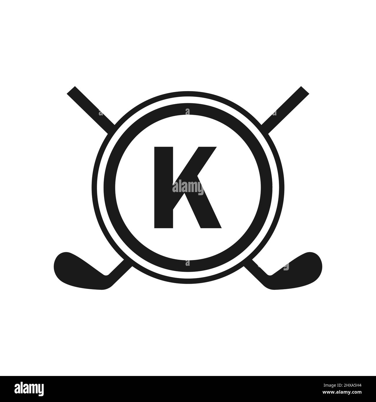 Hockey-Logo auf Vektor-Vorlage mit Buchstabe K. Logo Des American Ice Hockey Tournament Sport Team Badge Stock Vektor