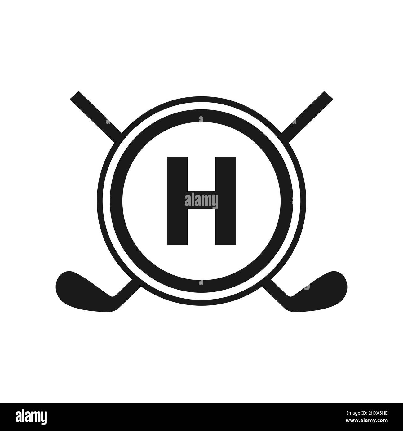 Hockey-Logo auf Vektor-Vorlage mit Buchstabe H. Logo Des American Ice Hockey Tournament Sport Team Badge Stock Vektor