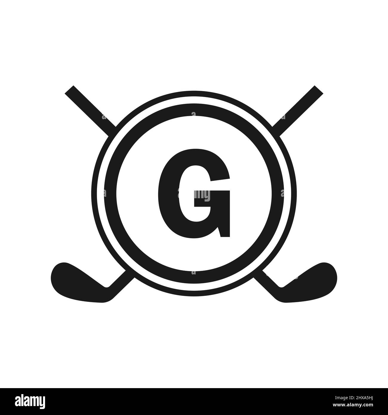 Hockey-Logo auf Vektor-Vorlage mit Buchstabe G. Logo Des American Ice Hockey Tournament Sport Team Badge Stock Vektor