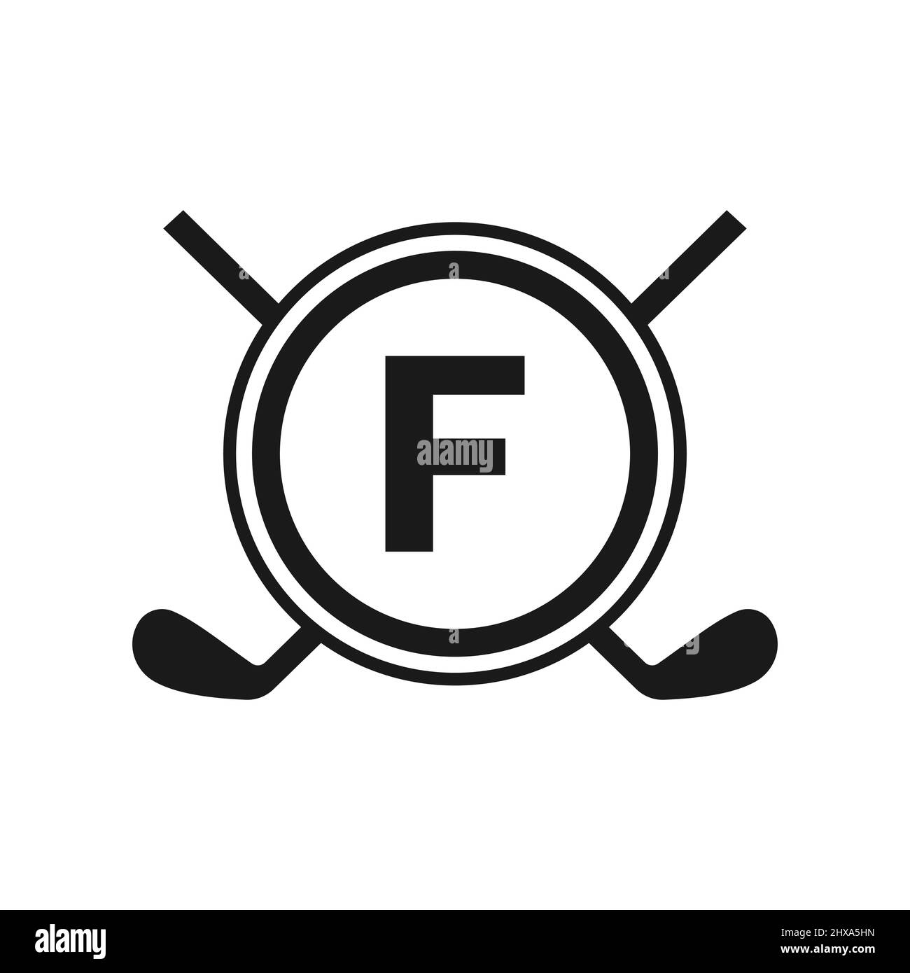 Hockey-Logo auf Vektor-Vorlage mit Buchstabe F. Logo Des American Ice Hockey Tournament Sport Team Badge Stock Vektor