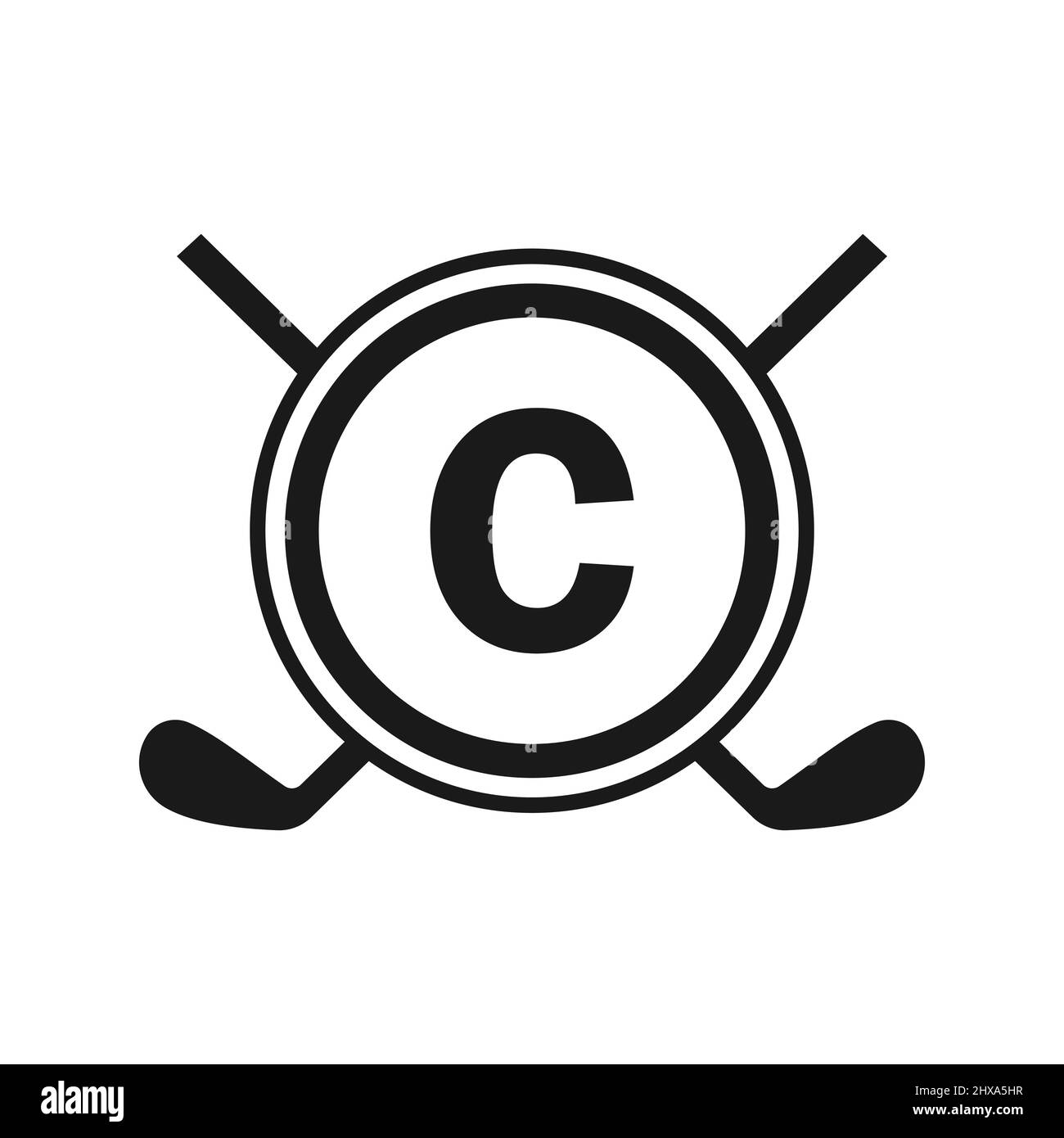 Hockey-Logo auf Vektor-Vorlage mit Buchstabe C. Logo Des American Ice Hockey Tournament Sport Team Badge Stock Vektor