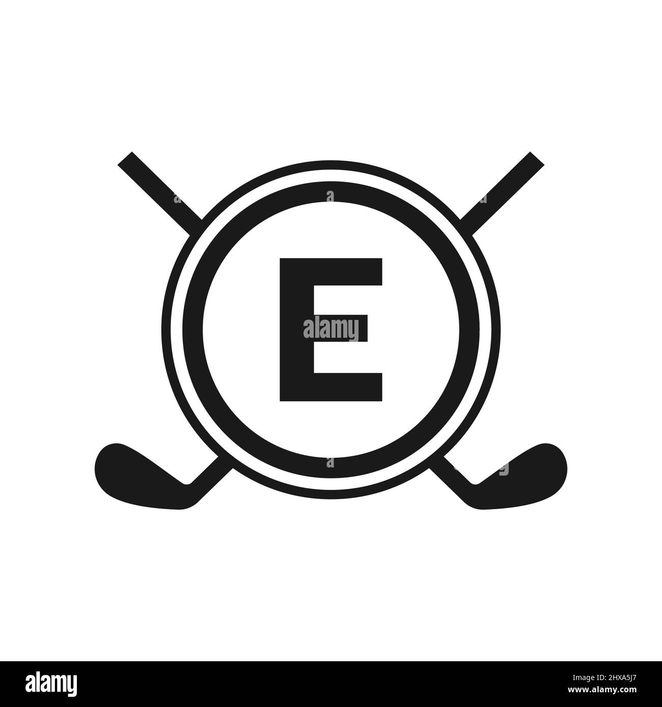 Hockey-Logo auf Vektor-Vorlage mit Buchstabe E. Logo Des American Ice Hockey Tournament Sport Team Badge Stock Vektor
