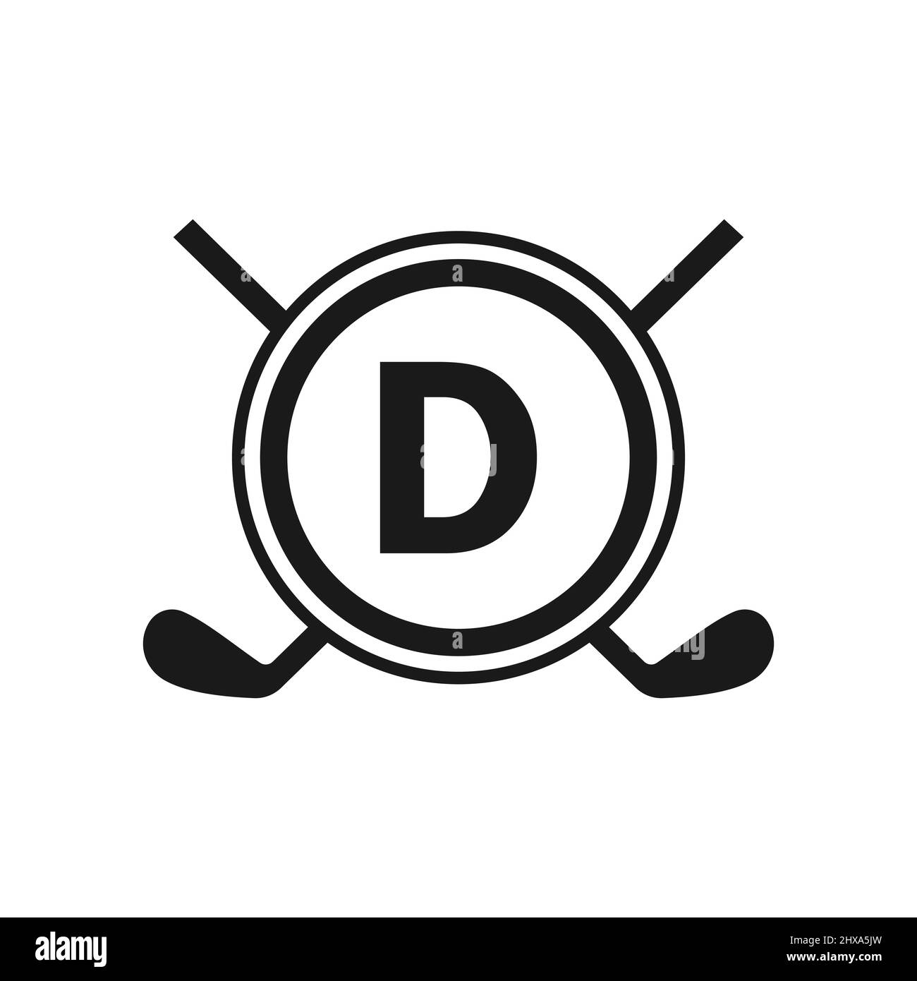 Hockey-Logo auf Vektor-Vorlage mit Buchstabe D. Logo Des American Ice Hockey Tournament Sport Team Badge Stock Vektor
