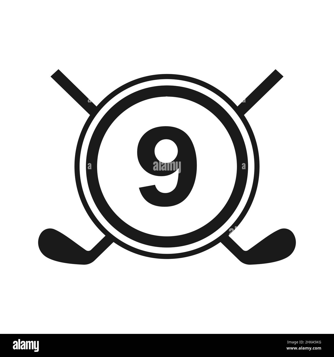 Hockey-Logo Auf Vektorvorlage „Letter 9“. Logo Des American Ice Hockey Tournament Sport Team Badge Stock Vektor