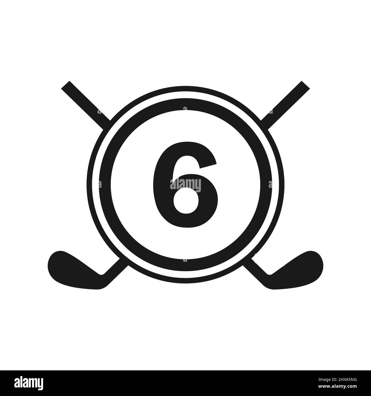 Hockey-Logo Auf Vektorvorlage „Letter 6“. Logo Des American Ice Hockey Tournament Sport Team Badge Stock Vektor