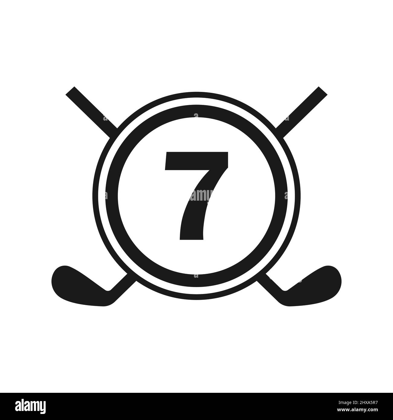 Hockey-Logo Auf Vektorvorlage „Letter 7“. Logo Des American Ice Hockey Tournament Sport Team Badge Stock Vektor
