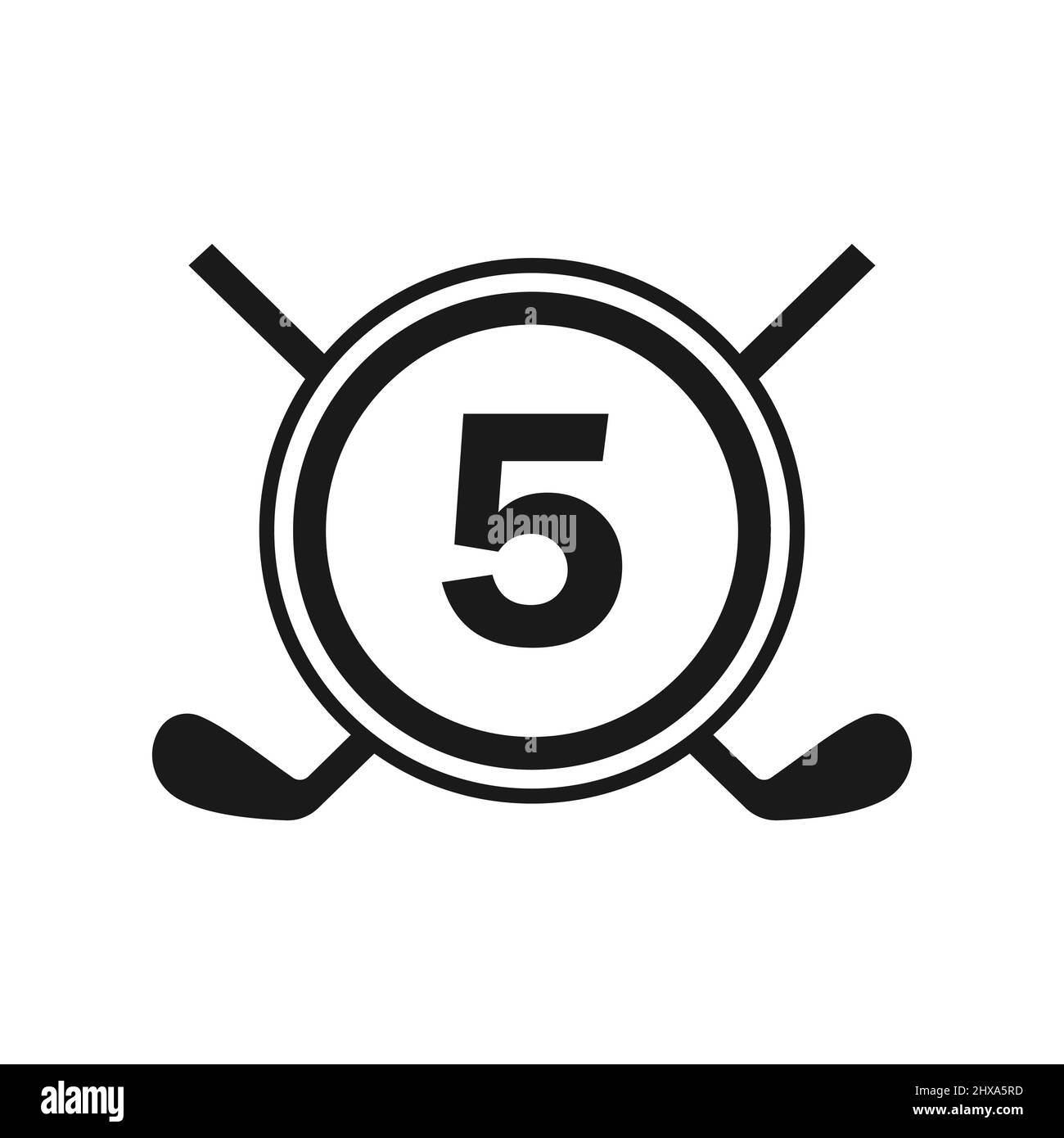 Hockey-Logo Auf Vektorvorlage „Letter 5“. Logo Des American Ice Hockey Tournament Sport Team Badge Stock Vektor